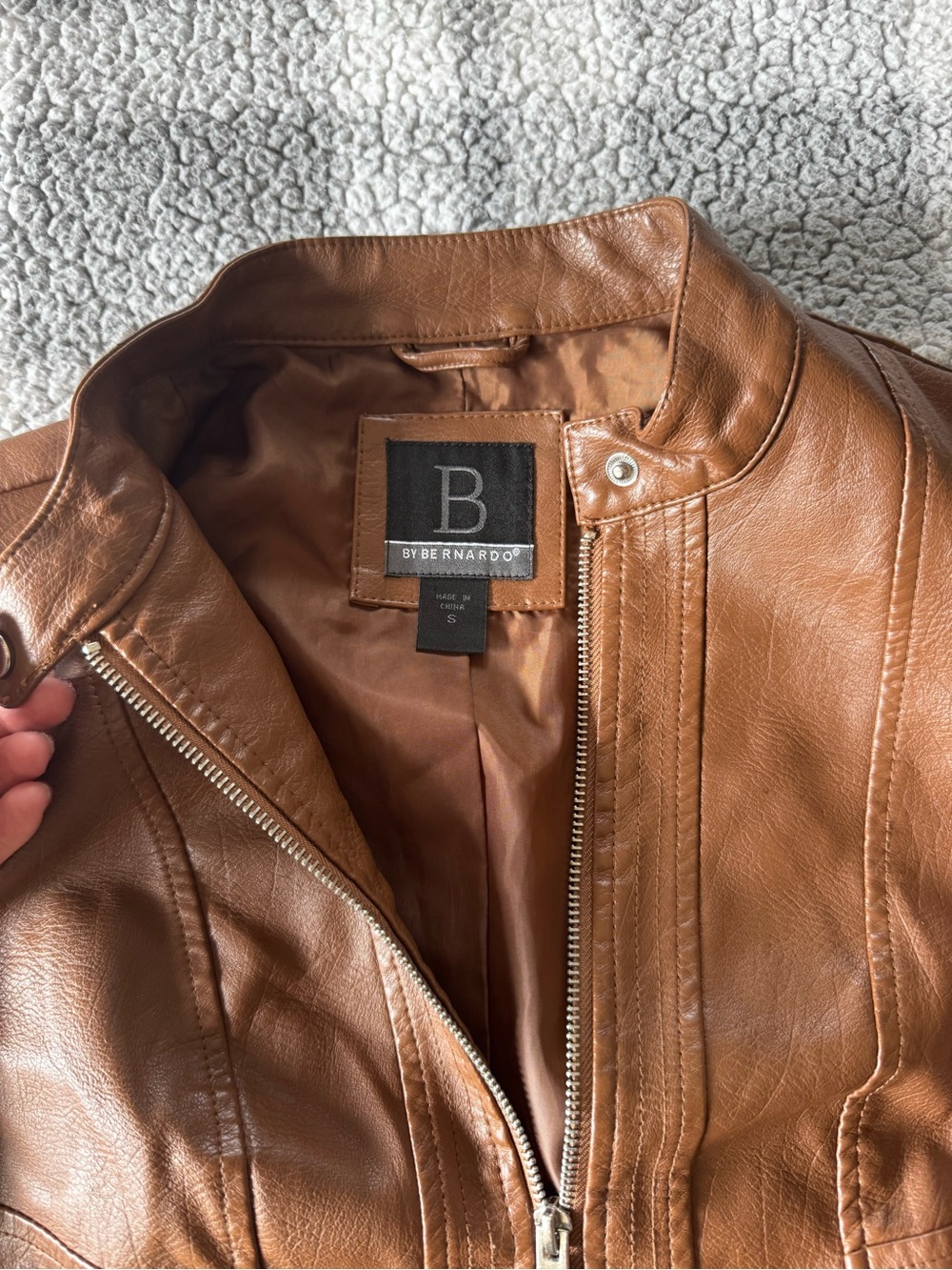 Bernardo Women's Faux Brown Leather Moto Jacket
